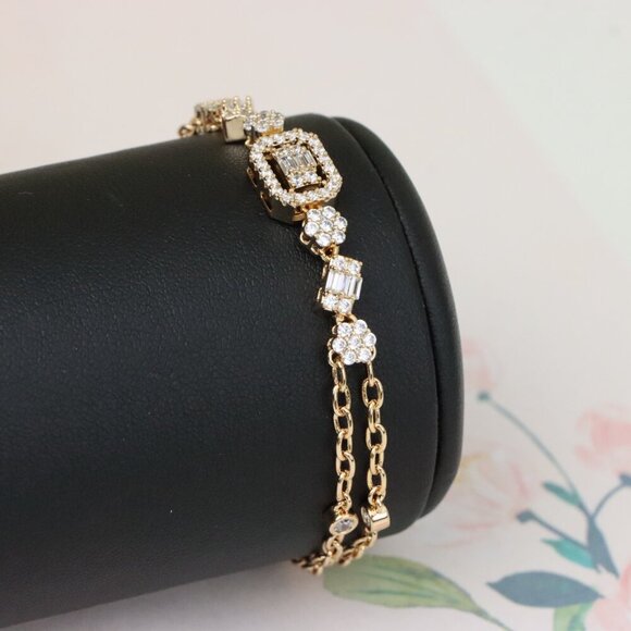 "Elegant Rose Gold Bracelet with Sparkling Gem Accents, XPBL0936 - Picture 12 of 14